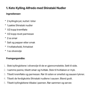 Keto Kylling alfredo med shitakenudler